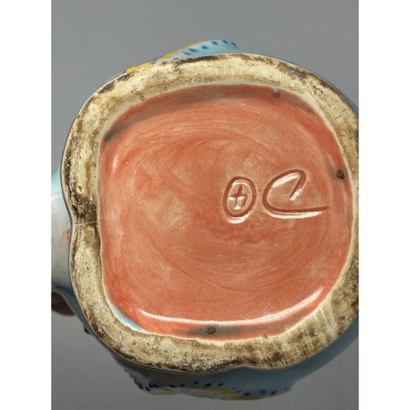 Unique Elephant Stoneware Pottery Mug Signed By Artist Blue Raised - Picture 9 of 9